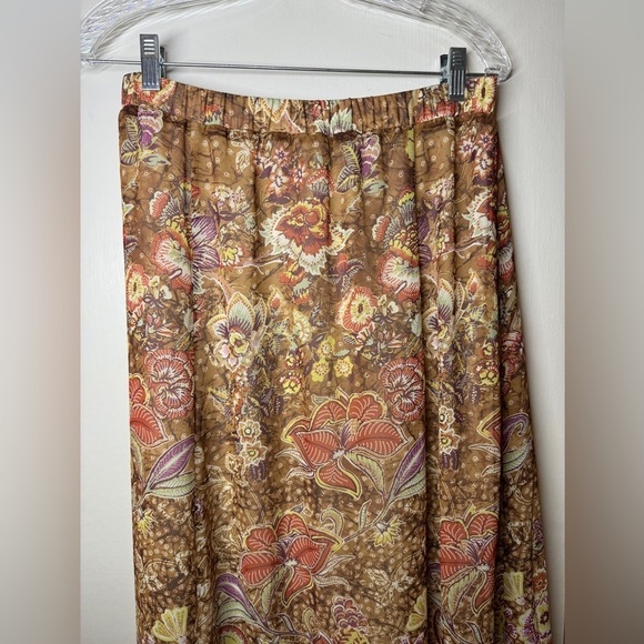 Chico’s Chiffon Floral Brown Purple Maxi Skirt Size 0 (US 4-6) - Picture 2 of 13